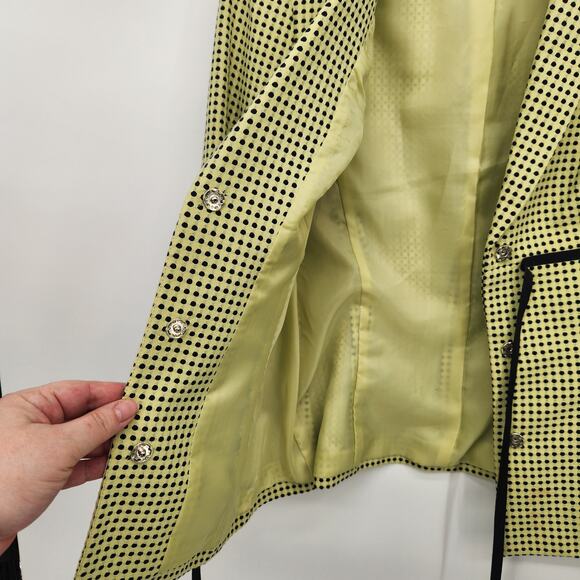 Vtg. Focus 2000 Chartreuse and Black Dotted Y2K Jacket Women's Blazer 4 - Picture 7 of 9